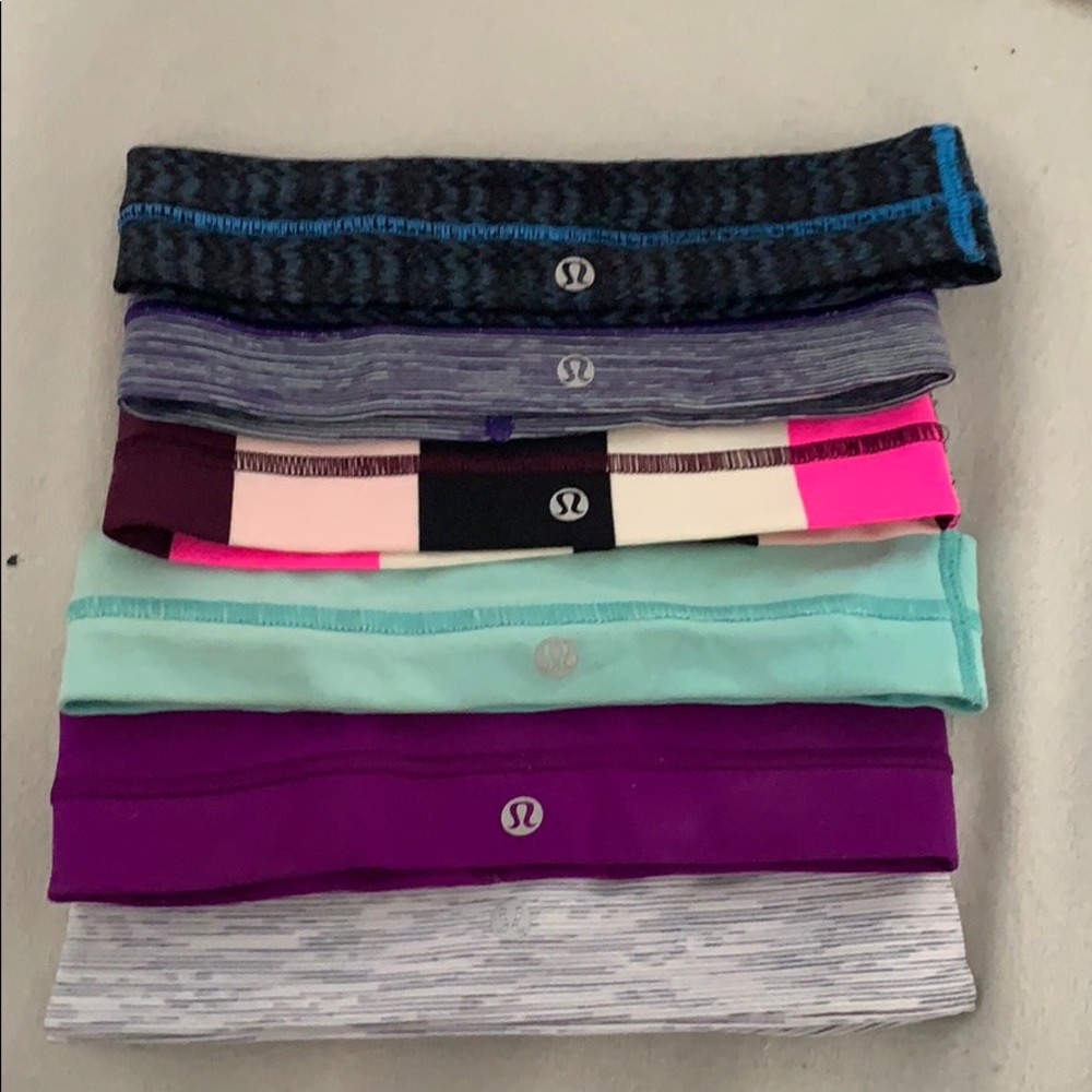 Six Lululemon Headbands, various colors